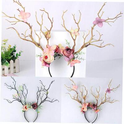 Gothic Antlers Deer Horns Branch Flower Twig Hair