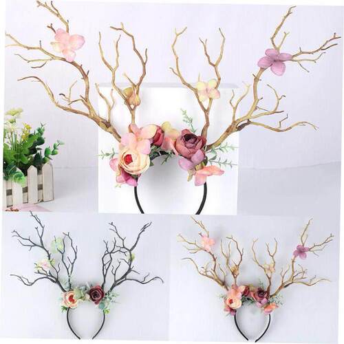 Gothic Antlers Deer Horns Branch Flower Twig Hair