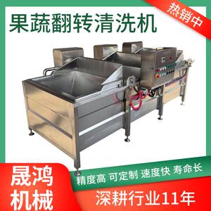 宠物鲜食自动翻筐清洗机 小型果蔬肉类清洗设备 气泡清洗机