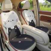 亚汽坐垫夏季 通用 通风透气凉垫女立体小椅猫738车可爱麻座垫四季