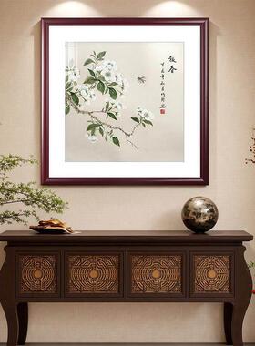 新中式客厅餐厅挂画国画茶室禅意暖居报春图装饰画玄关墙壁画方形