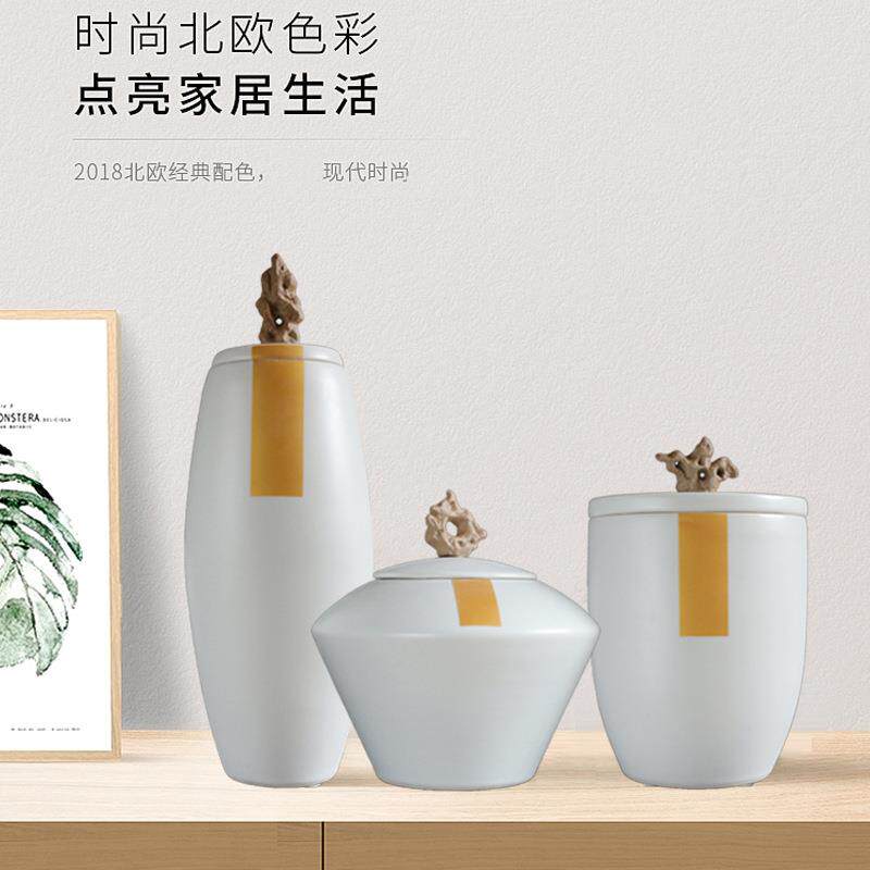 欧式陶瓷罐子摆件新中式家居客厅电视柜软装饰品玄关摆设