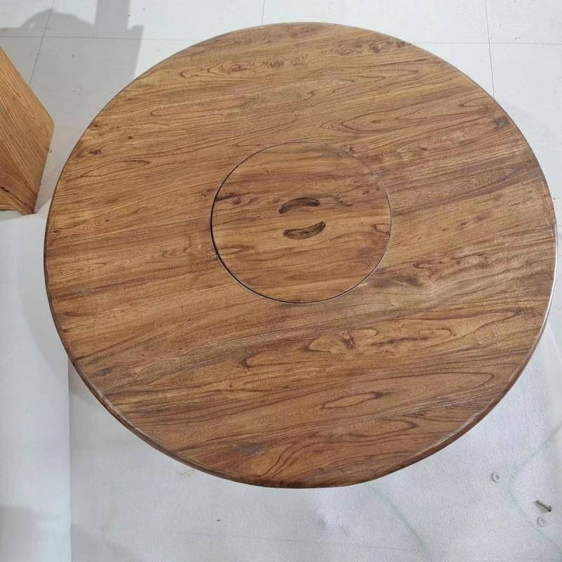老榆木围炉煮茶桌小圆桌家用阳台禅意围炉茶桌茶几户外露营火新款