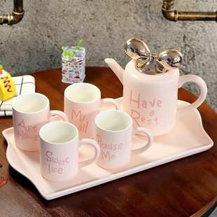 蝴蝶结英式 马卡龙色家用红茶杯水杯 骨瓷下午茶具 陶瓷咖啡杯套装