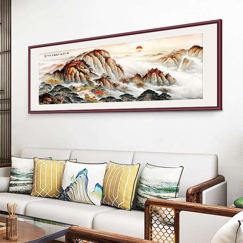 泰山日出图挂画靠山图五岳独尊装饰画山水画客厅挂画办公室风水画
