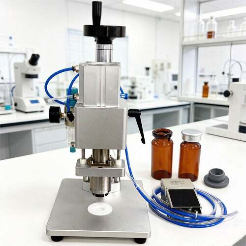 半自动口服液香水灌装西林轧盖机纯气动小型台式轧盖封口机