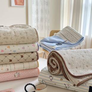 CELING秋冬一面棉一面绒绗缝夹棉高温砂洗床盖三件套搭配豆豆被