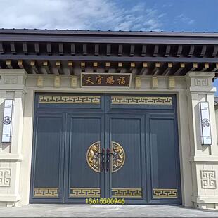 户外院子门农村自建房围墙不锈钢庭院大门别墅电动双开门门楼方门