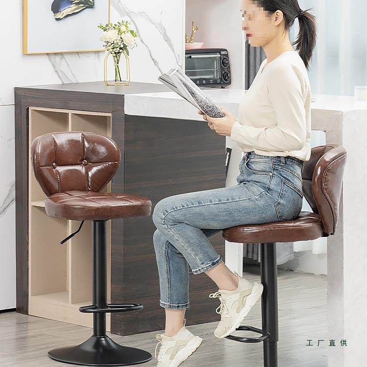 吧台椅升降旋转现简约靠背家吧凳用前QLT酒吧代椅台子时尚高脚凳