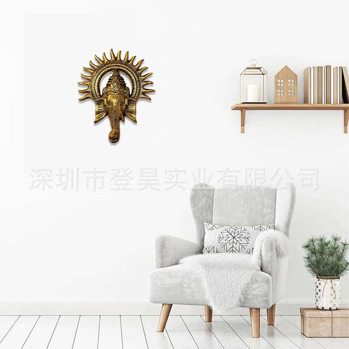 跨境新款艺术墙印度教泰国象神金属铁艺工艺品挂件室内外家居装饰