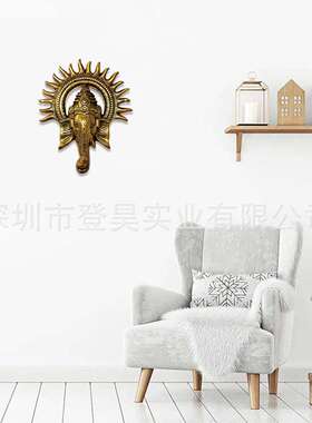 跨境新款艺术墙印度教泰国象神金属铁艺工艺品挂件室内外家居装饰