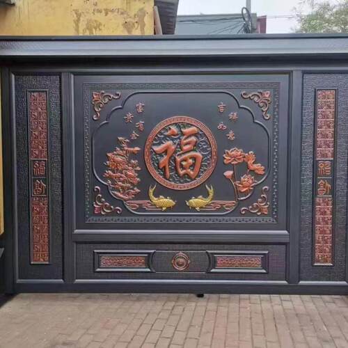 农村金属烤漆影壁墙室外可移动屏风照壁中式山水画影壁墙迎门墙