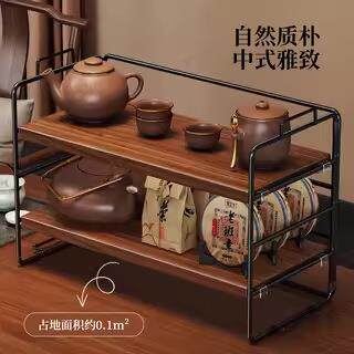 实木桌面博古架沥水茶杯架茶具收纳架新中式紫砂壶置物架茶宠摆架