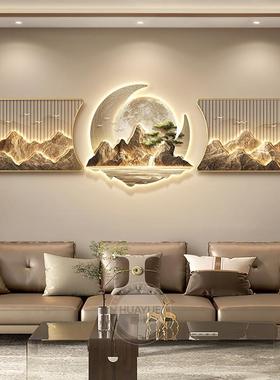 背有山客厅装HY63675-饰靠画高画级感九鱼沙发景背墙挂轻奢大气山