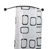 304不锈钢浴帘伸缩杆弧形免打孔浴帘杆卫生间隔断浴室挡水帘黑色