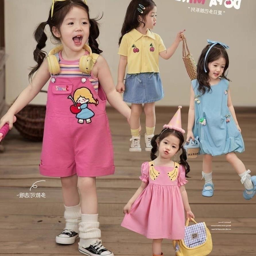 多巴胺背带裤女童夏装亲子时装