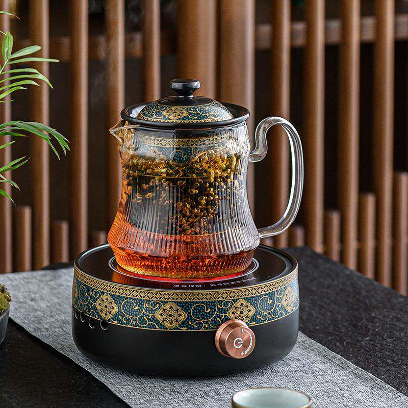 复古仿生煮茶器陶瓷电陶炉侧把玻璃壶家用烧水壶小型办公茶炉套装
