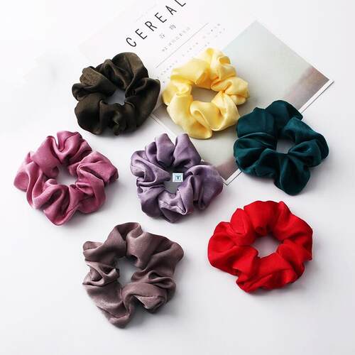 30Colors Silk Hair Scrunchie Satin Hair Bands Elastic Solid