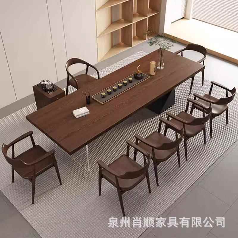 现代简约实木HJK茶桌家用厅接客待会客洽谈轻奢泡茶办公桌茶室几