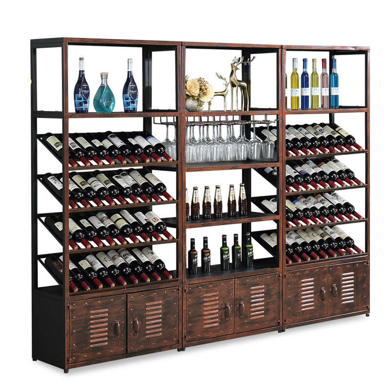 现代简约铁艺酒吧红酒柜靠墙餐厅客厅展示柜置物架葡萄酒架落地式
