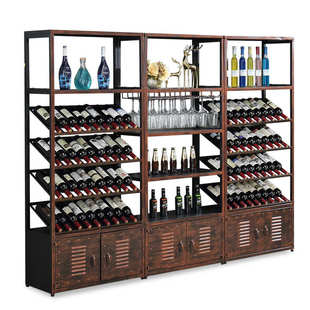 现代简约铁艺酒吧红酒柜靠墙餐厅客厅展示柜置物架葡萄酒架落地式