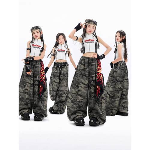 爵士舞服装女童街舞儿童幼儿潮服女团表演舞蹈jazz嘻哈时髦演出服