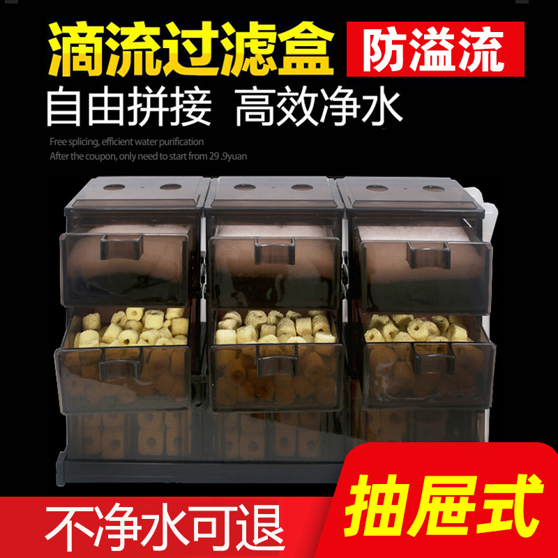 鱼缸过滤器滴流盒过滤盒上过滤循环系统净水抽屉雨淋式顶滤水族箱