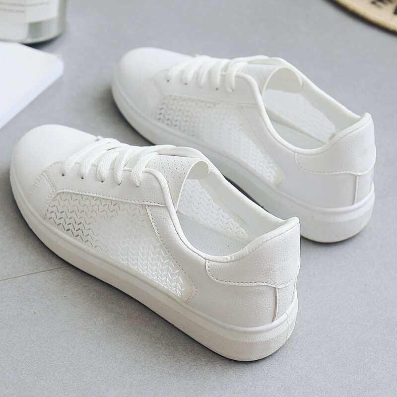 韩版镂空低帮网面帆布鞋女夏  透气休闲百搭平底中学生厚底小白鞋,女鞋,帆布鞋,淘宝优惠券,粉丝福利购,淘宝优惠卷