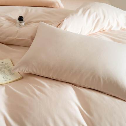 A类100支棉贡缎磨厚四件套纯色加全长毛绒棉被套简约纯棉三zxs件