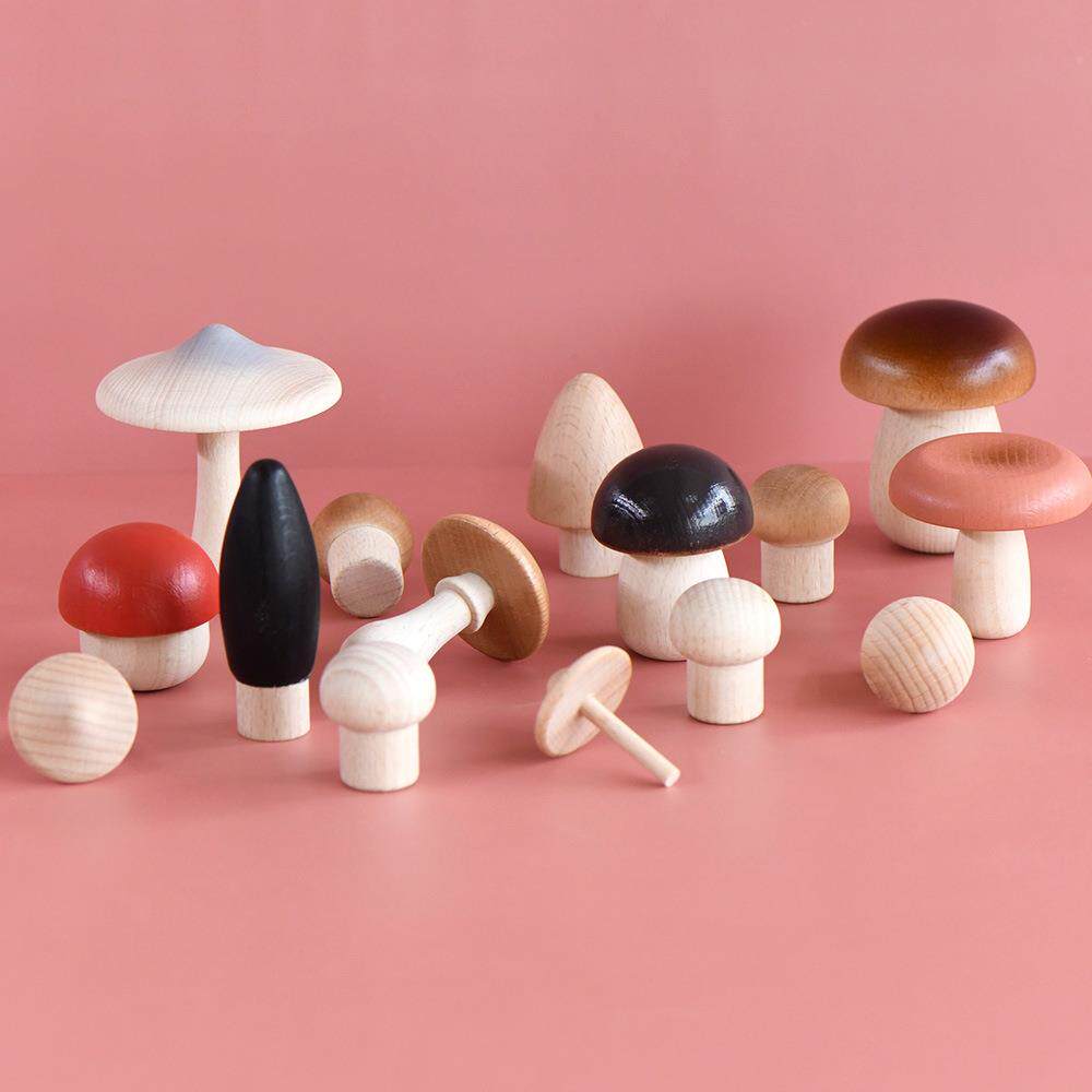 创意木头趣味彩绘儿童玩具现代家居桌面摆件圣诞节日蘑菇装饰品