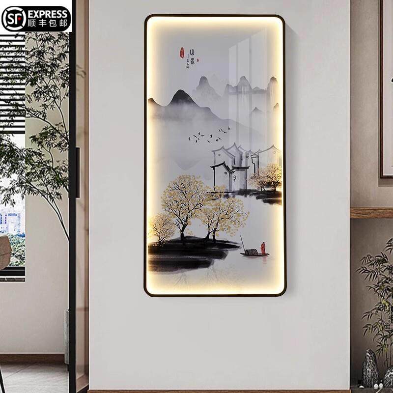 创意新中式玄关壁画灯楼梯人感应客厅走廊过道背景墙入户挂画壁灯