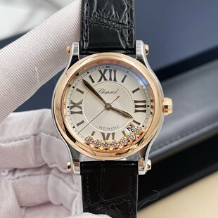 先鉴后发98新36mm萧邦快乐钻玫瑰金7钻278559-6001自动机械女腕表