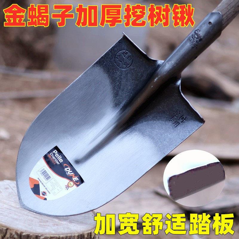 加厚挖树铁锹钢锨金蝎子合金锰钢铲树根特厚尖加长圆头泥锹加重型