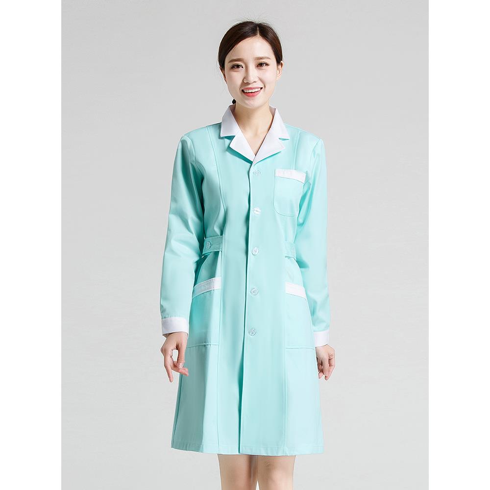 高档护士服长袖医生白褂大短袖夏装药房药店美师容师美容纹绣工作