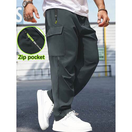Men's spring-autumn style letter green zipper pocket work