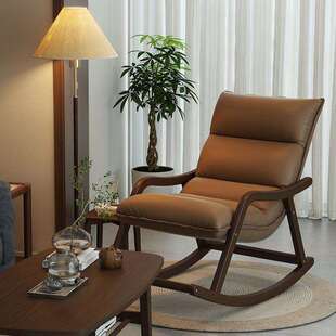 摇椅躺椅成人可睡中古实木沙发椅单人新中式客厅懒人沙发休闲椅子