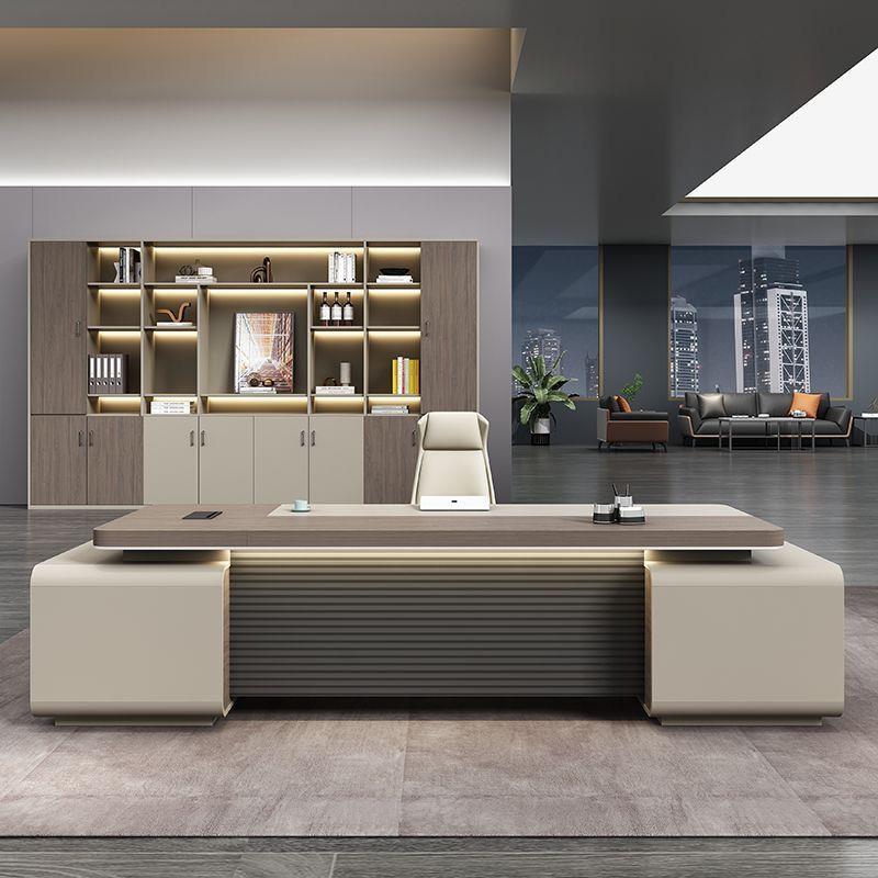 轻奢老板桌办公桌简约现代大班台董事长总经理办公室办公桌椅组合