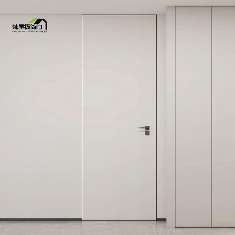 网红暗门室内门铝木门卧室门无框门通顶门极简窄边框门白色隐形门