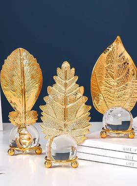 客厅电视柜摆件轻奢高档2025新款北欧轻奢电镀金属水晶球摆设酒柜