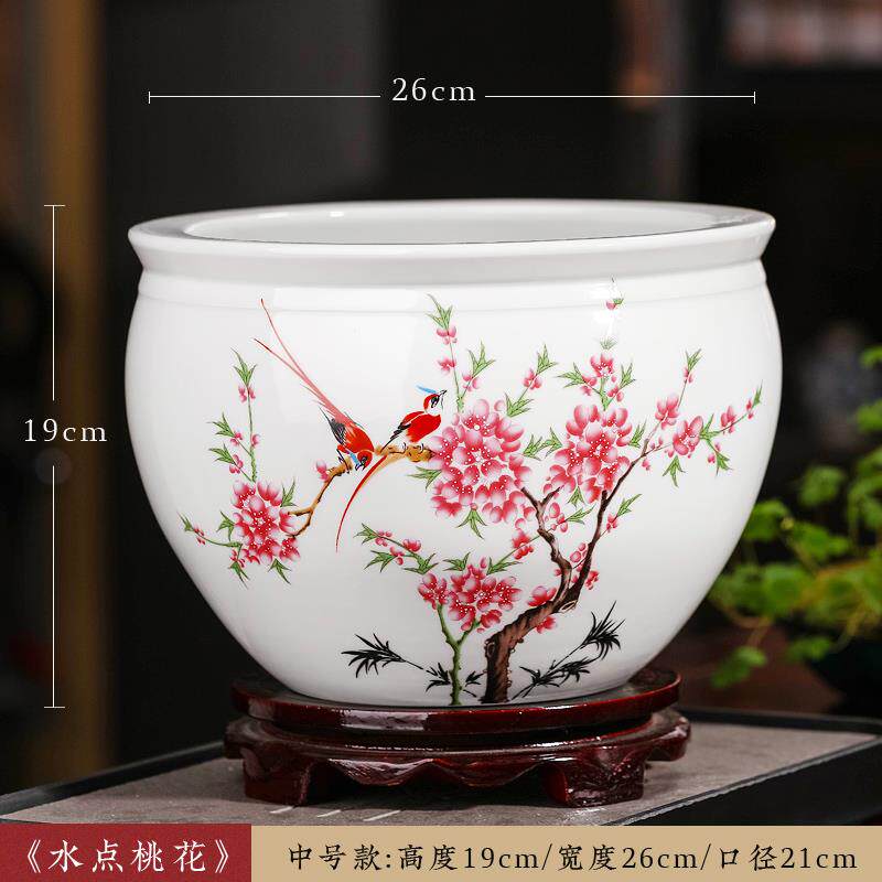 正品景德镇缸莲陶瓷器鱼睡缸荷花盆养金鱼龟缸家居客厅大号装乌饰