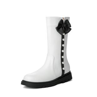 正品女童马靴20丁25新款秋冬学演儿童中筒靴加绒中大童女孩生出皮