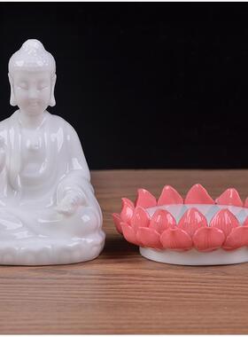 高档陶瓷阿弥陀佛如来佛件像车桌载汽车装饰品客厅家居面摆鱼内缸