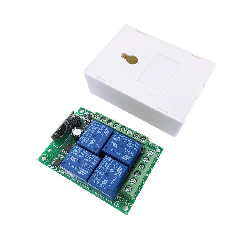 新款直销12V4路无线遥控开关四接收控制车库继电器汽车改装1527学