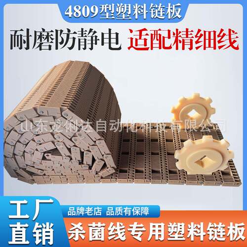 4809突肋型网带57.15节距pp食品级杀菌机喷淋线塑料链板输送带
