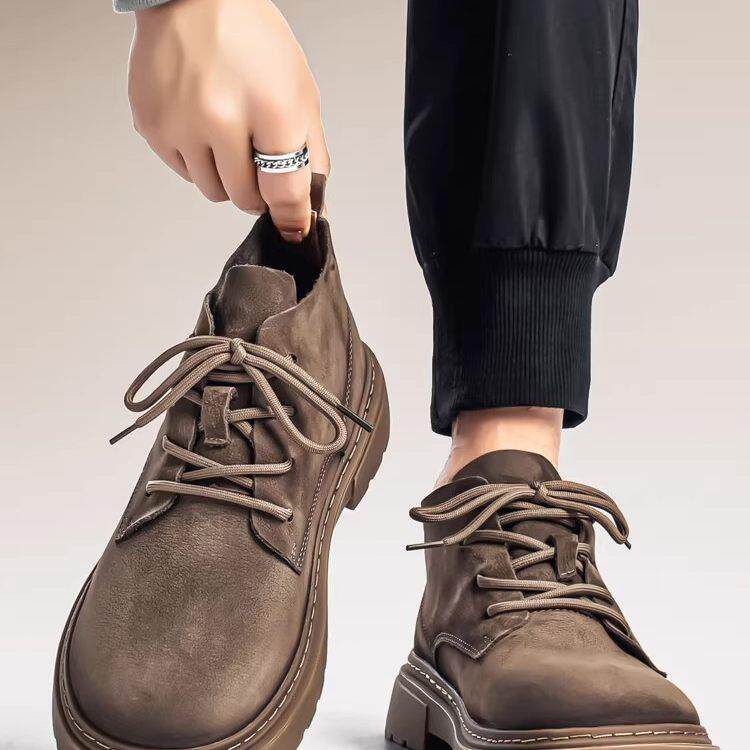 潮牌男鞋2026春季新款头层牛皮工装真皮耐磨英伦风复古时尚马丁靴