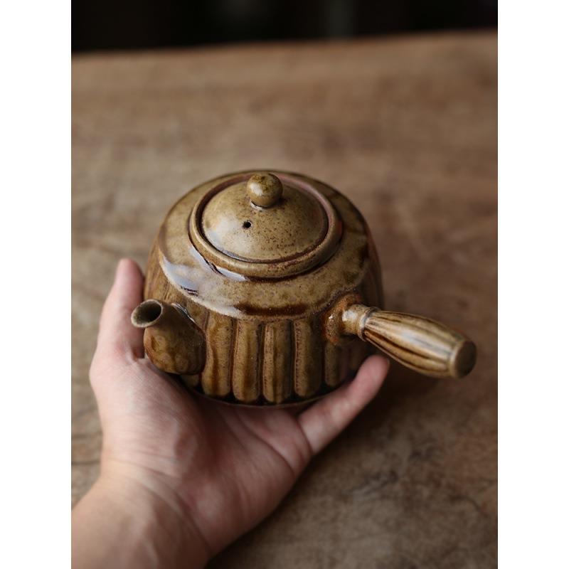 玩物集 柴烧砂铫 老式工夫茶烧水壶 炭炉火碳 煮茶陶壶 红泥壶