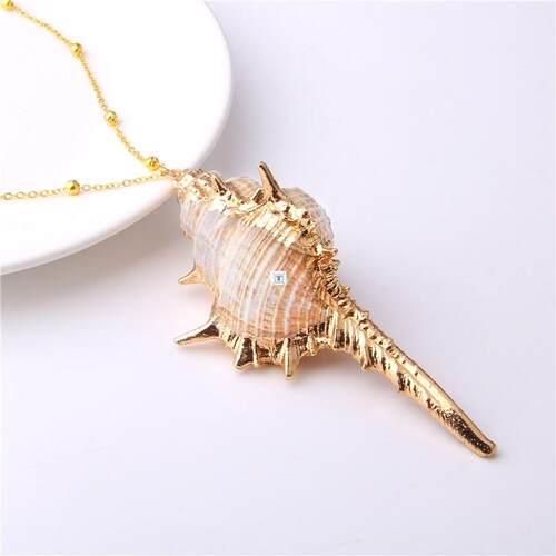 Boho Conch Shell Necklace Sea Beach Shell Chain Pendant Neck