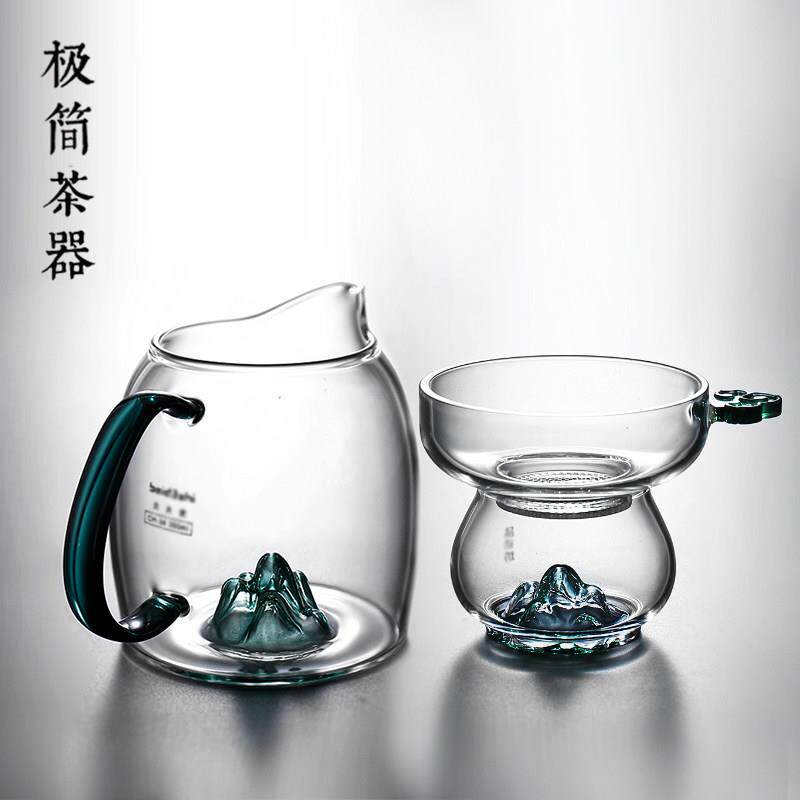 OVA加高档观山岳高硼杯硅公道杯玻璃日厚式分茶器带茶具滤功夫茶