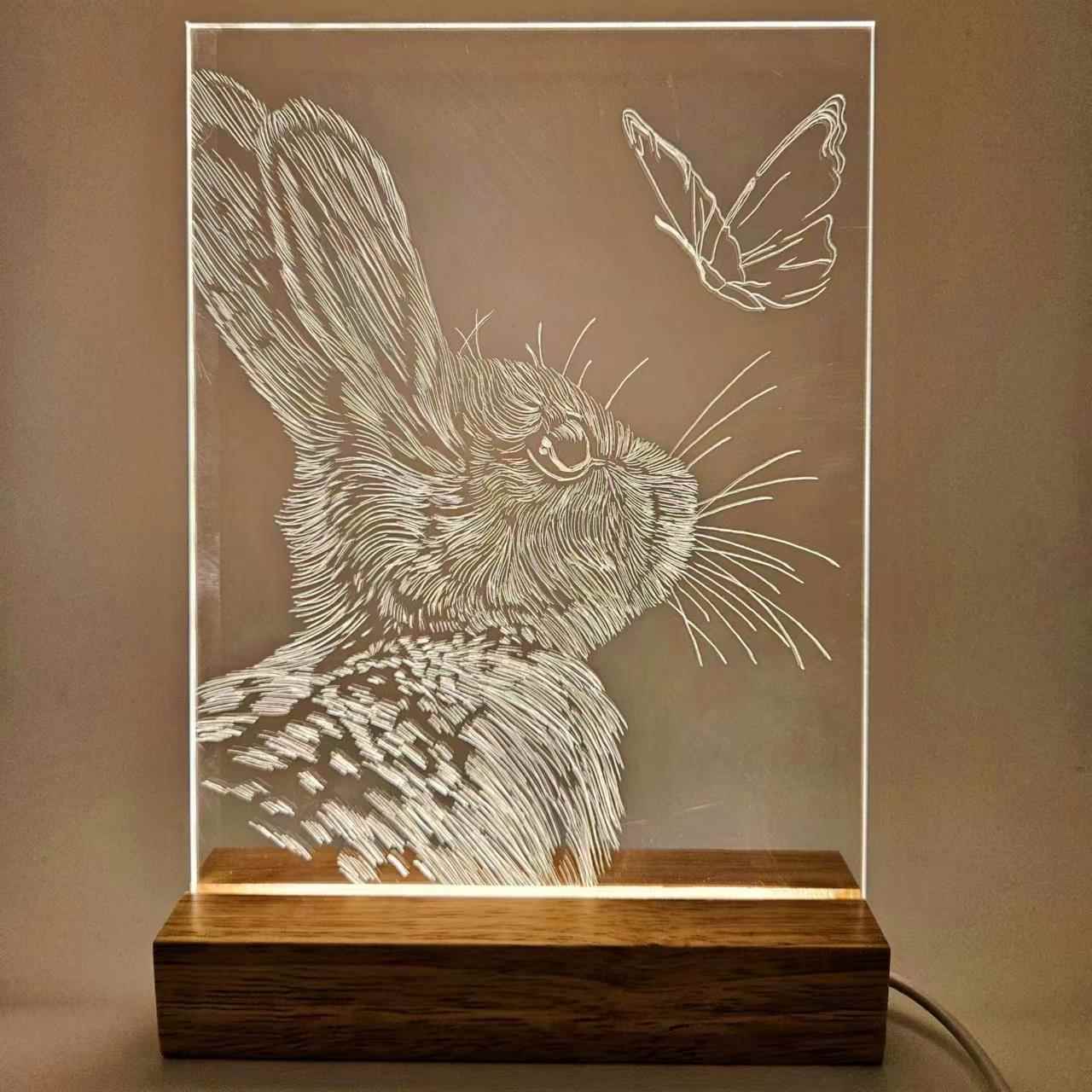 霓虹灯diy材料包雕刻画小夜灯亚克力板发光板学生素描特色手工课
