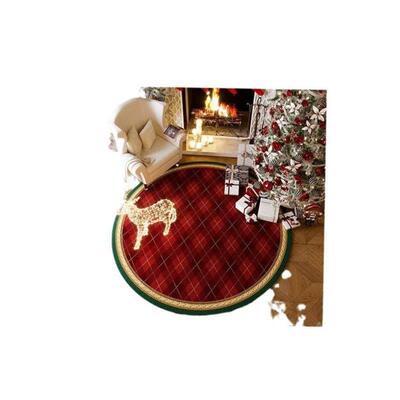 Christmas Circle Velvet Carpet Living room carpet non-slip